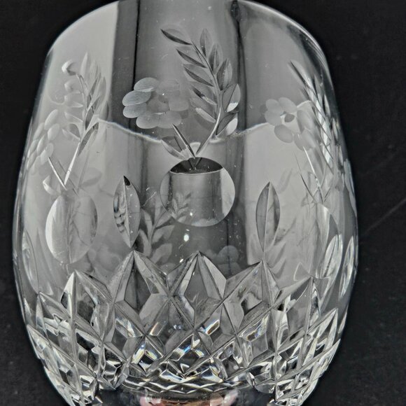 2) Fine Etched Floral Cut Crystal Wine Cocktail Glasses 6 3/4" Yugoslavia 6oz - Picture 9 of 12